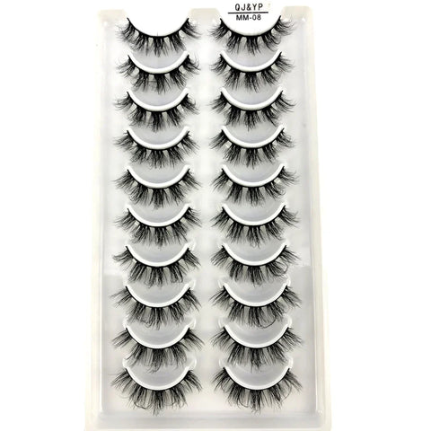 10Pairs 3d Mink Dramatic Volume Lashes Bulk Faux Thick Long Wispy Natural Mink Lashes Pack Short Wholesales Natural False lashes - L&S Fashion