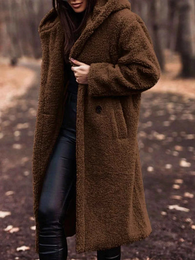 Teddy Bear Hooded Longline Outerwear