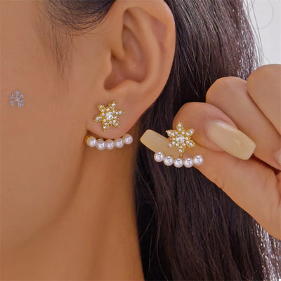 Christmas Snowflake Pearl Earrings - L&S Fashion