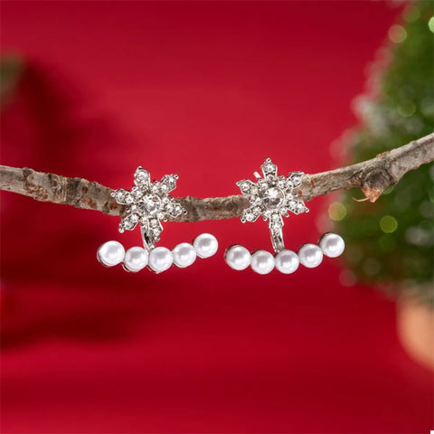 Christmas Snowflake Pearl Earrings - L&S Fashion